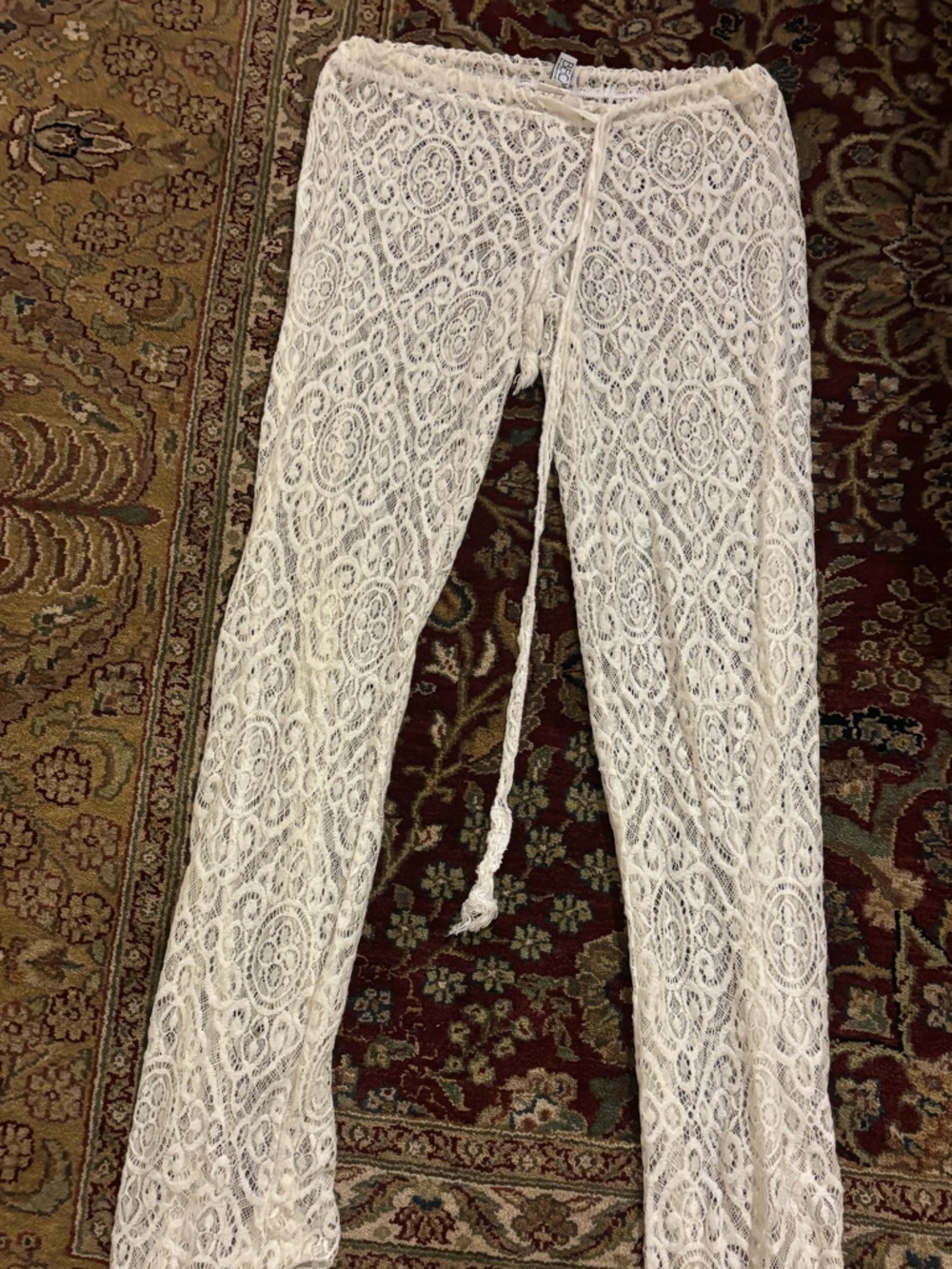 BECCA White Lace Crochet Swim Coverup Pants